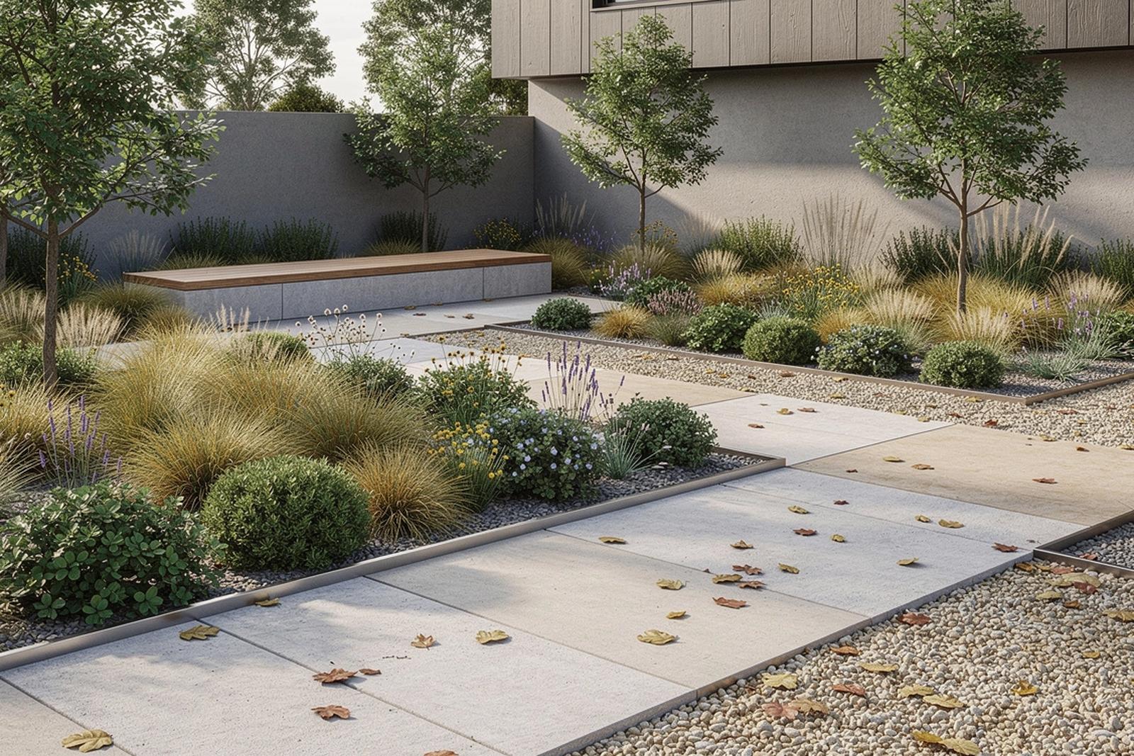 Modern landscape with curated planting patterns and a tidy edge detail